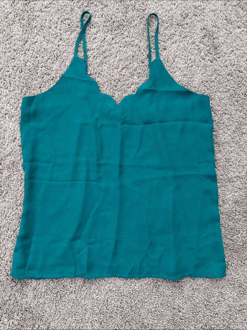 Shinestar Teal Double-Strap Scallop V-Neck Camisole - Picture 3 of 6